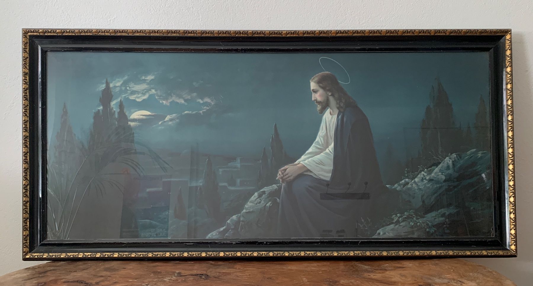 Gemälde: Kitschiges Jesus Gemälde / 125 x 58 cm – Gebraucht aus Zürich von Les_Zurichois