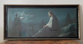 Kitschiges Jesus Gemälde / 125 x 58 cm
