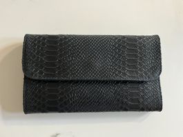 Clutch, Leder, schwarz,