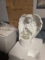 2xKerzenhalter Engel mit Glaseinsatz weiss neu in OVP