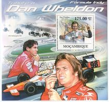 Block "Formel 1.Dan Wheldon,  Ayrton Senna". Mosambik.