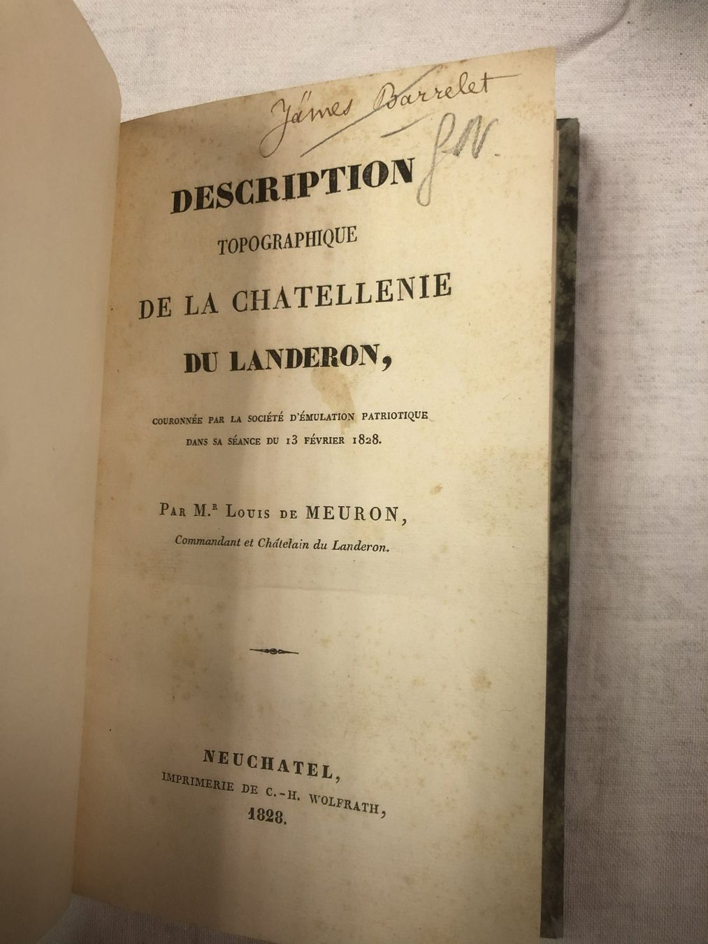 Libri: "Description topographique de la chatellenie du Landeron" – Usato da Bôle venduto da nic_7cxp