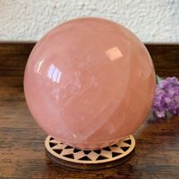 ✲ Grapefruit Rosenquarz Kugel ✲ 457g / Ø 69mm mit Sockel