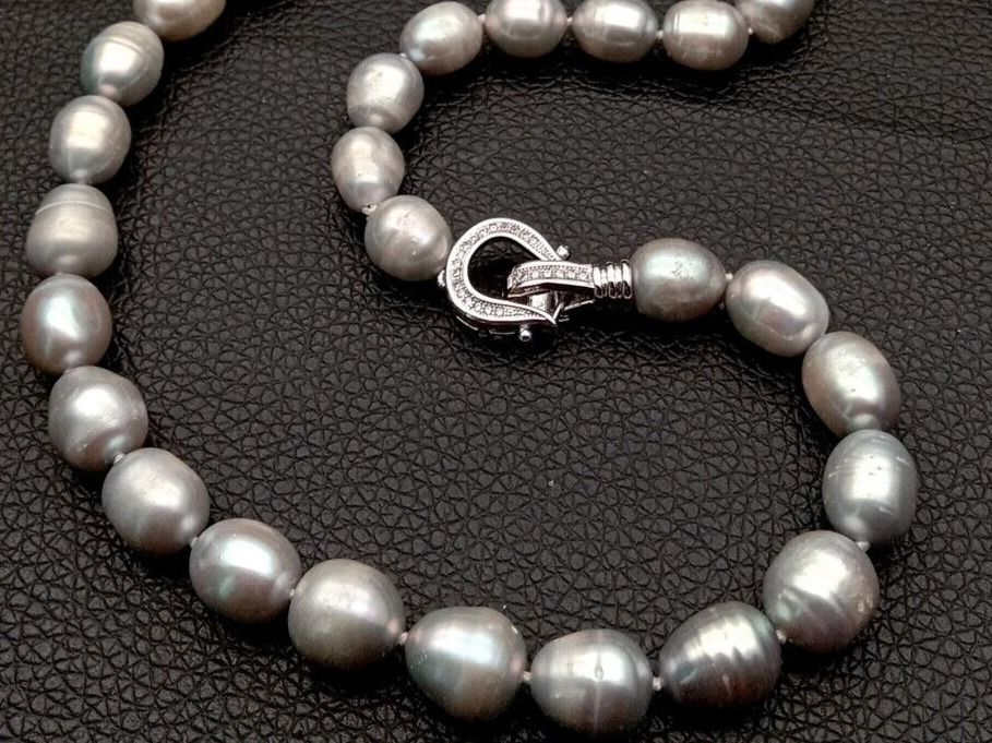 Catenine: Grau Lua Perlen Kette Echt 1cm Collier Perle Vrai Halskette – Nuovo (secondo la descrizione) da Prilly venduto da ilyria73 2