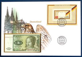 1985 BRD  Banknoten Brief mit Block 25 Jahre BDR