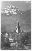 Bex (VD) – Kirche und Dents du Midi im Hintergrund