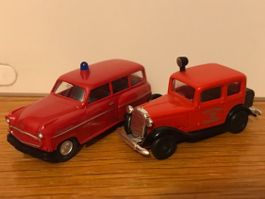 2x Wiking/Brekina Opel Oldtimer Feuerwehr