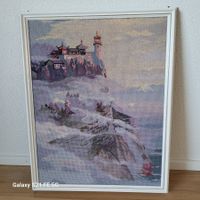 Rare Tableau d’Art Textile – Le Pavillon Mythique de Penglai