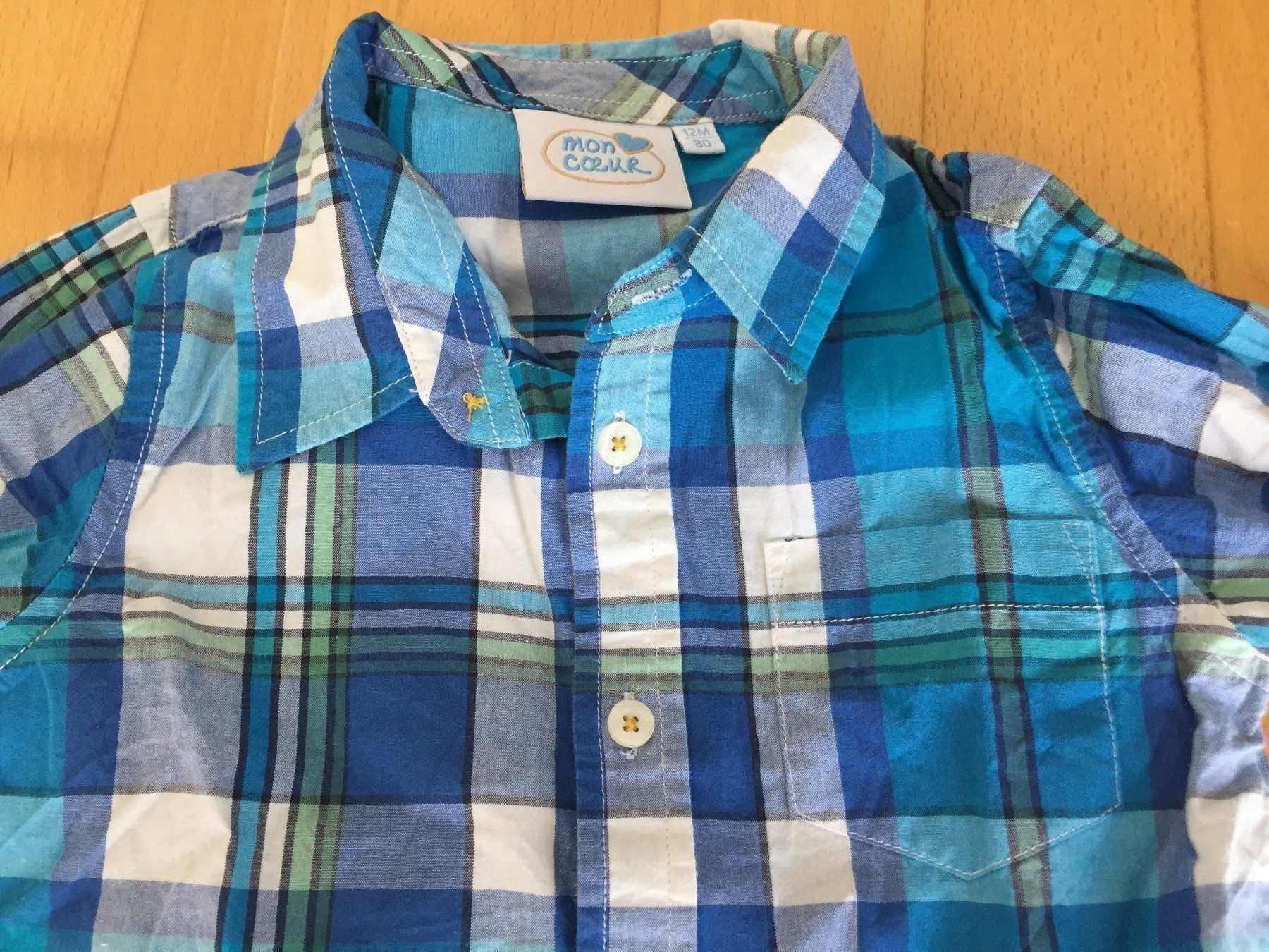 Camicie, T-shirt & Polo: Karo-Hemd langarm "mon coeur" – Usato da Muttenz venduto da Juvenile33 1