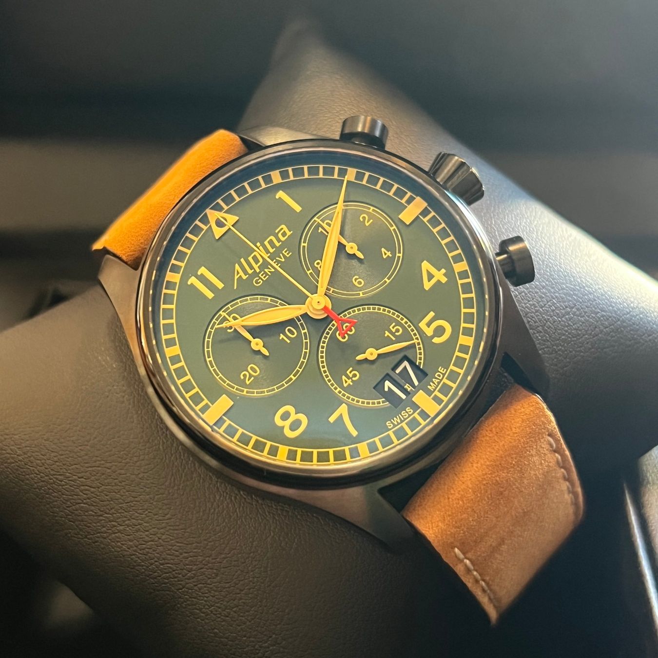 Alpina Orologi: Alpina Startimer Pilot Chrono Big Date Full Set AL-372GR4FBS – Usato da Carouge GE venduto da Watchaser 7