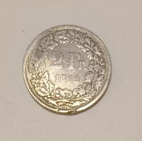 Schweiz 2 Franken 1852 Silbermünze Helvetia sitzend