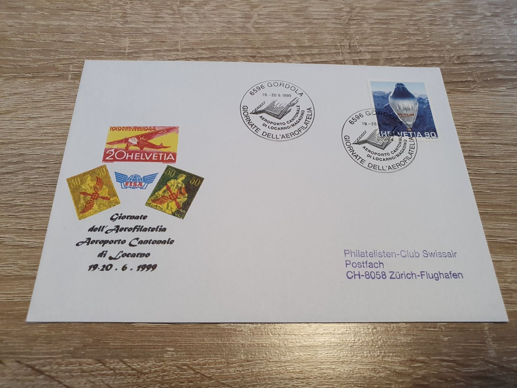 Alle Briefmarken: Gordola 1999 Aerofilatelia – Gebraucht aus Balgach von SIMEON27