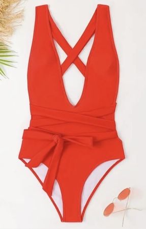Costume da bagno rosso intero,tgM/L-nuovo👌chic e sexy 