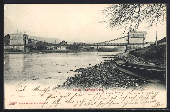 Cartoline postali: AK Aarau, Kettenbrücke, 1905 – Usato da Berlin venduto da bartko-reher