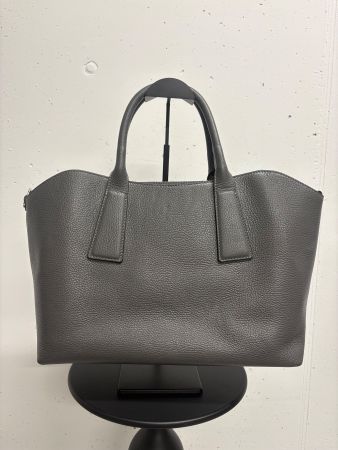 Neuwertige Handtasche Leder grau Shopper Schultertasche