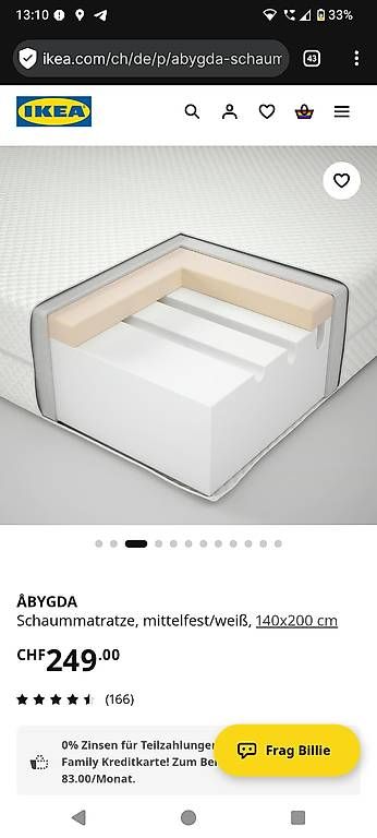 Materassi: Abygda Matratze 140x200, NP 249.- – Usato da Hofstetten ZH venduto da Gischis 1