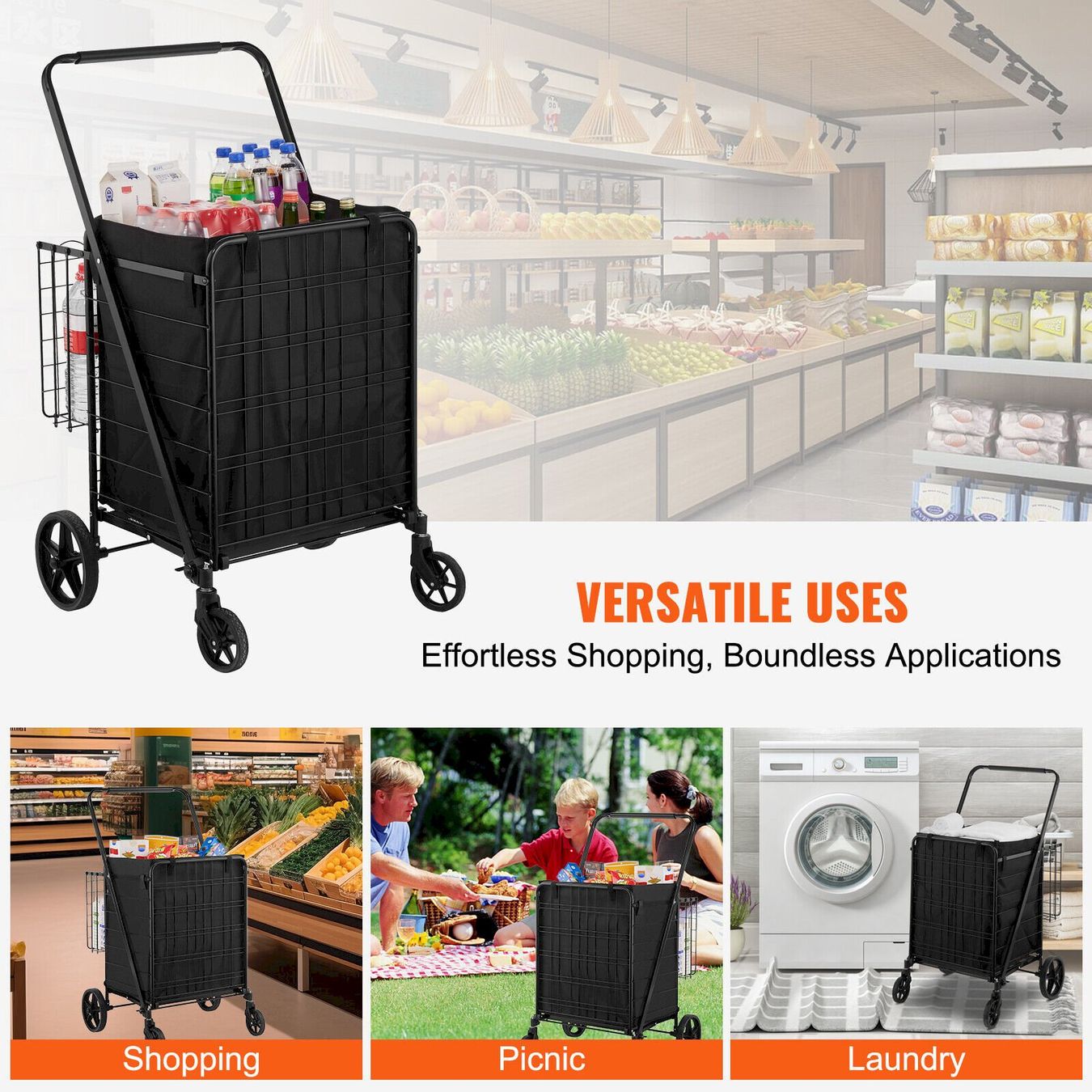 Autres articles pour la maison: VEVOR Einkaufstrolley Klappbar schwarz – Neuf avec emballage d'origine à Bottighofen par zaap 7