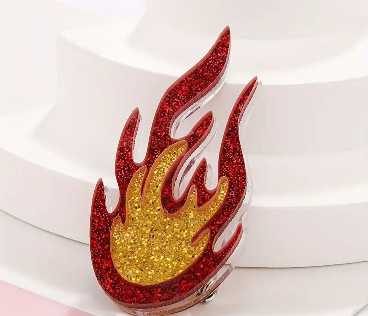 Spille & Fermagli: Flammen Brosche (Acryl) – Nuovo e nell'imballaggio originale da Gams venduto da Mariawicca 1