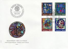 1970 Pro Patria FDC Glasgemälde zeitgenössischer Künstler