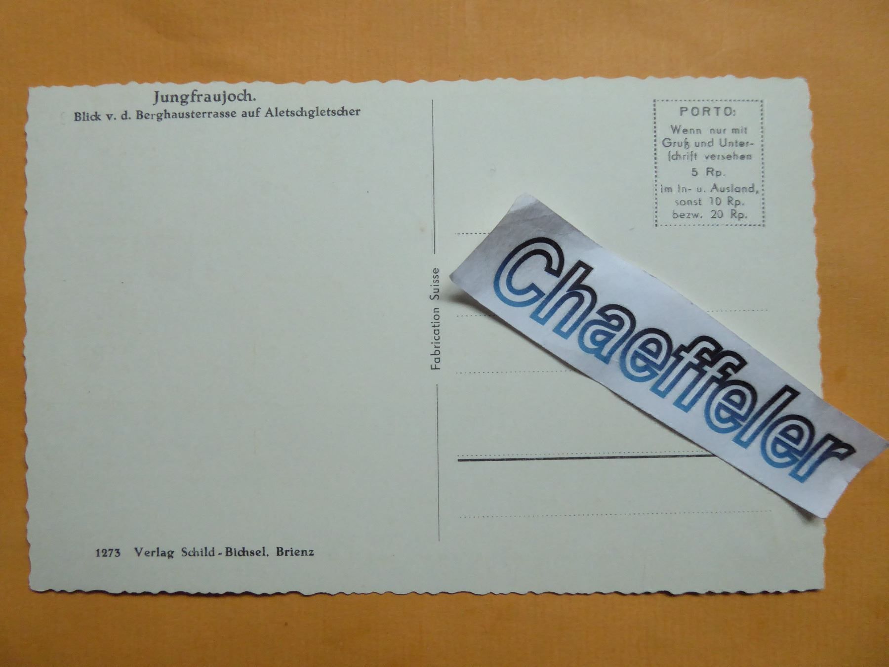 Cartoline postali: Jungfraujoch, Blick von der Berhausterrasse – Nuovo (secondo la descrizione) da Zürich venduto da Chaeffeler 1