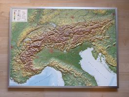 Reliefkarte Alpen mit Aluminium Rahmen 1 : 1‘200‘000