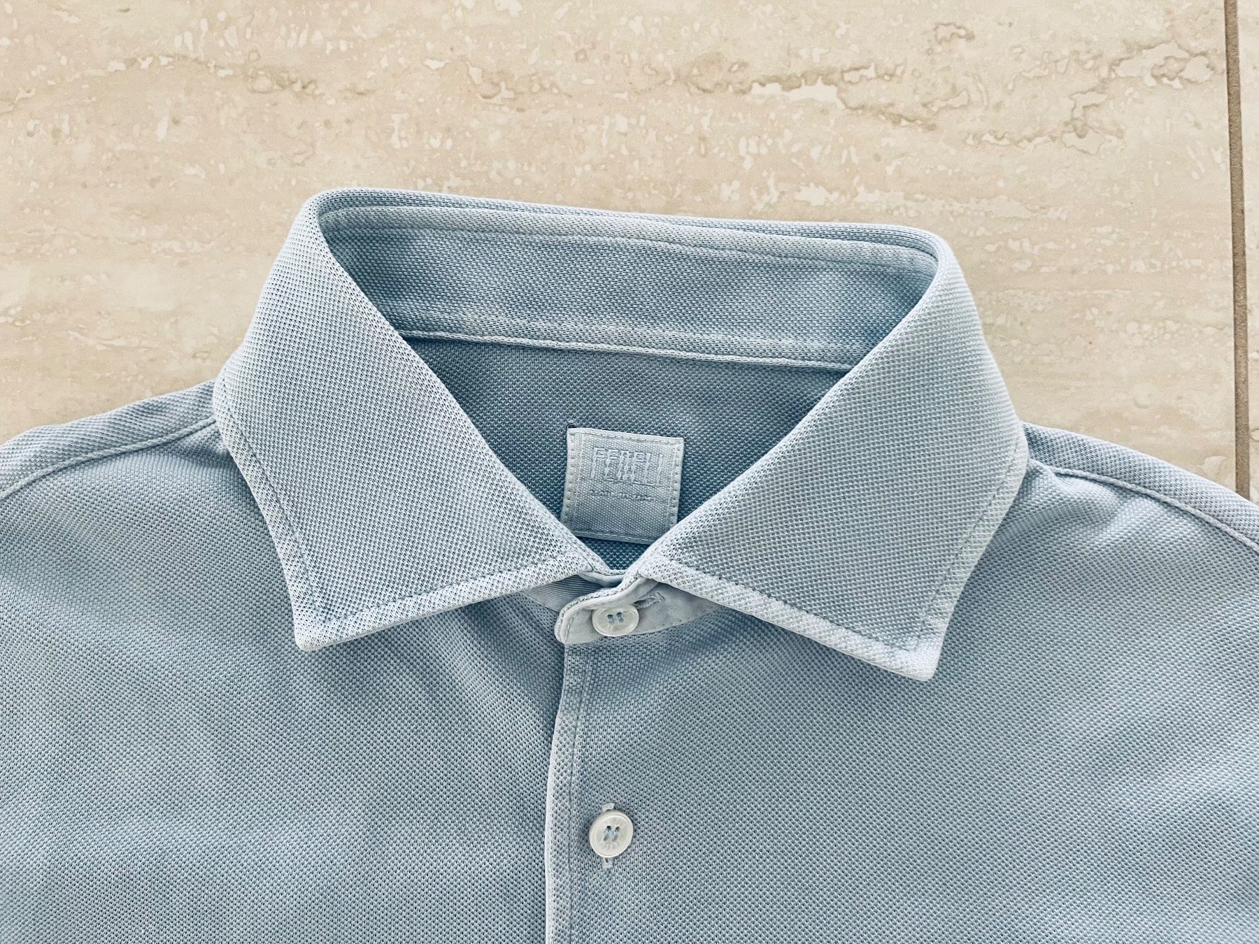 Camicie: Fedeli light blue pique polo – Usato da Uitikon Waldegg venduto da CosimoVio 1