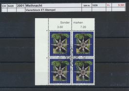 2001 "Weihnachten", Viererblock, ET - Stempel