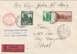 Expressbrief von der 1. Winteralpenpost 1935 m. LIC-Frankatu