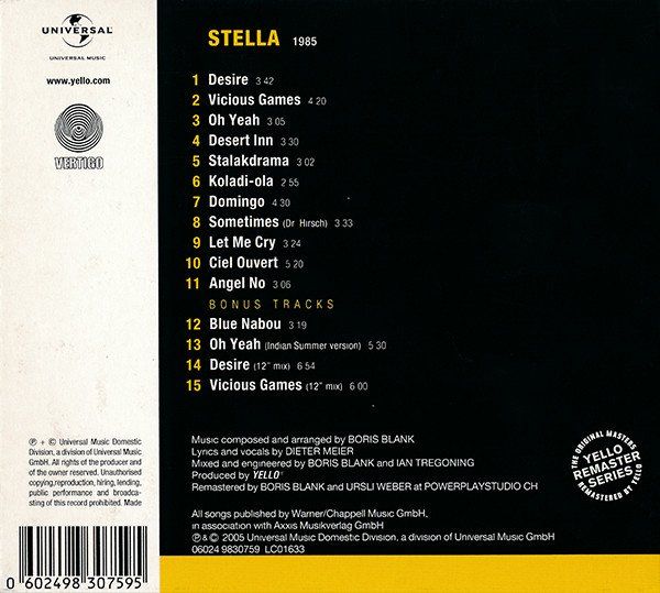 CD: Yello – Stella - Vergriffene Digipack! - a – Usato da Brittnau venduto da Zibu 1