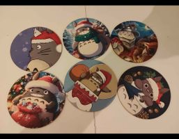 Lot de 6 dessous de verre Totoro motif Noel état neuf