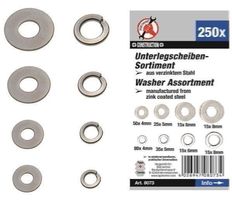 Unterlegscheiben-Sortiment, 250-tlg.