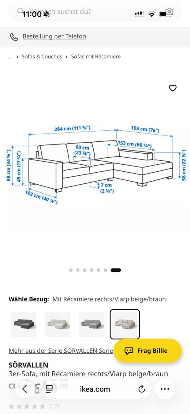 Ikea Divani: Ecksofa Sörvallen mit Récamiere links, hellgrau – Usato da Zug venduto da Coca99 6