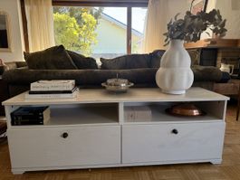 Lowboard TV Möbel weiss mit Schubladen und Fächern