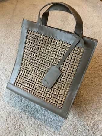 Sac cabas cuir taupe et cannage neuf