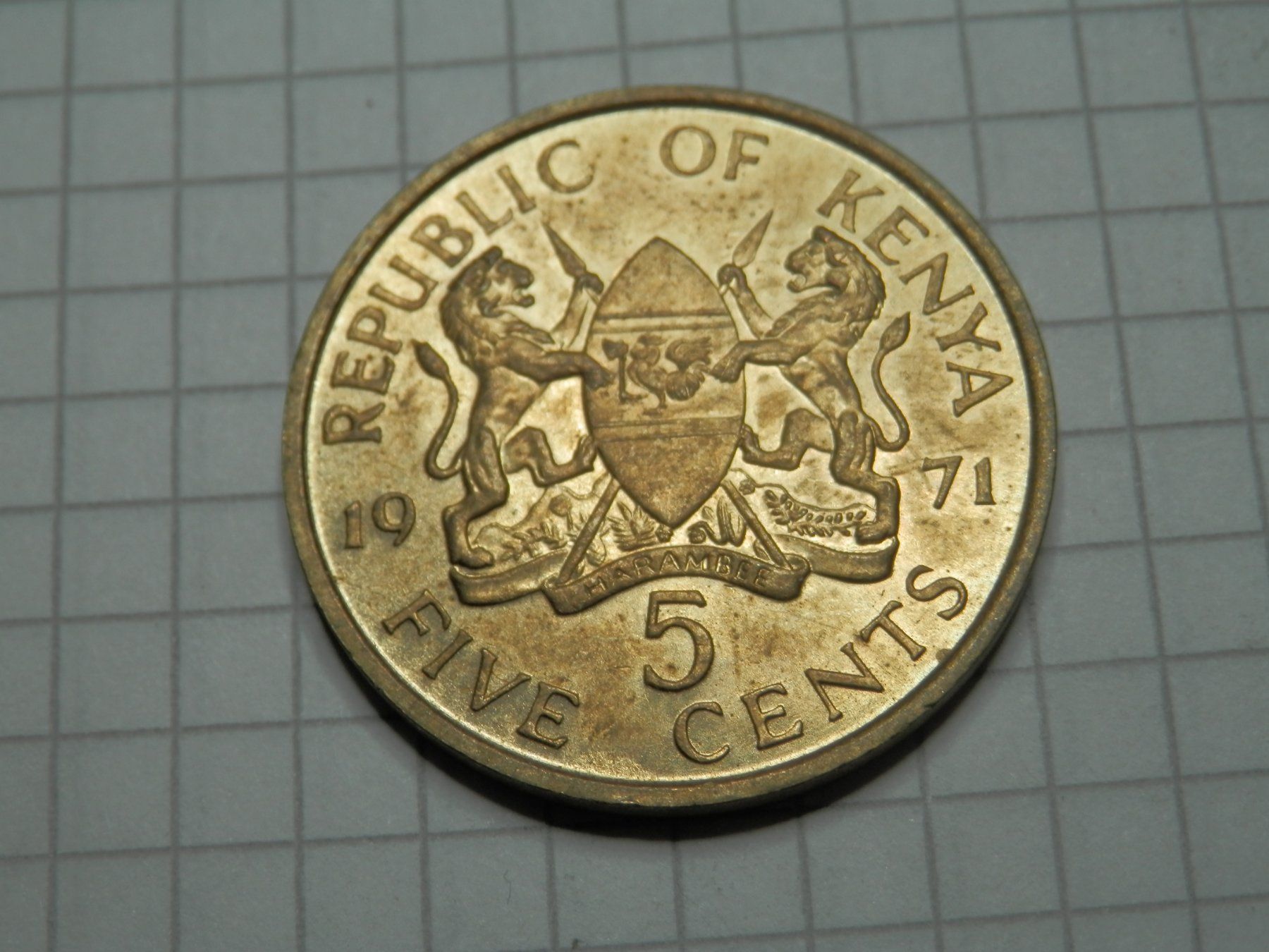 Tutti le monete: Kenia  5 Cent, 1971 – Usato da Weiach venduto da weiach81 1