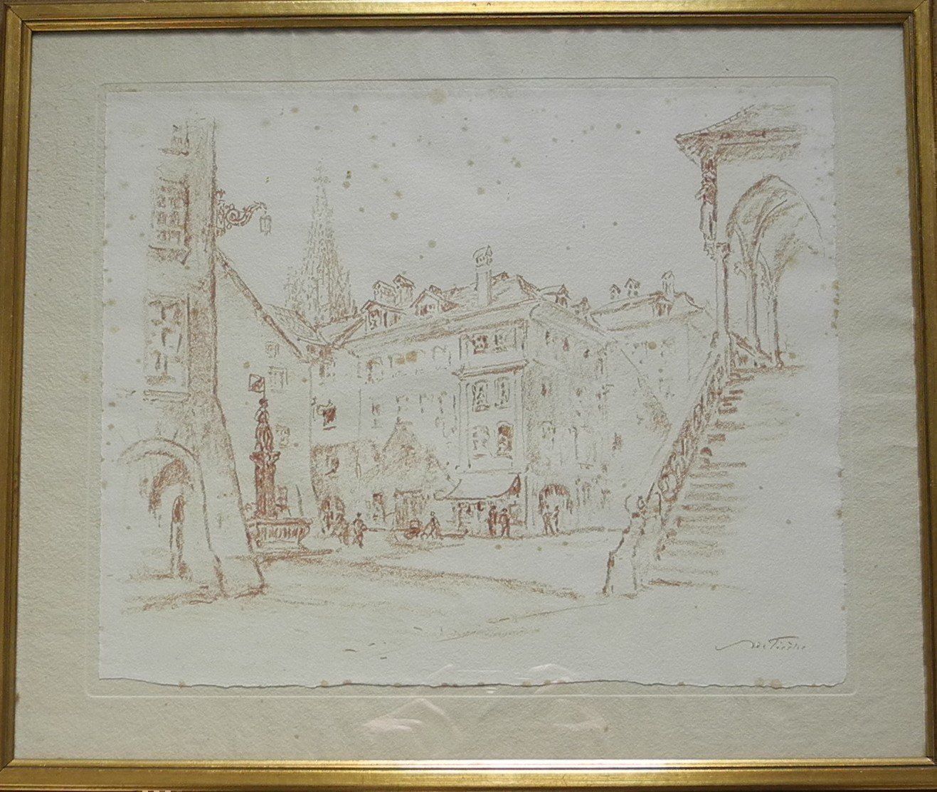 Dipinti: Adolf Tièche 1877-1957 Rathausplatz Bern – Usato da Wünnewil venduto da FineArt-NicePrice