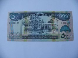 Banknote Somaliland 500 Shillings Jahrgang 2011, Bankfrisch