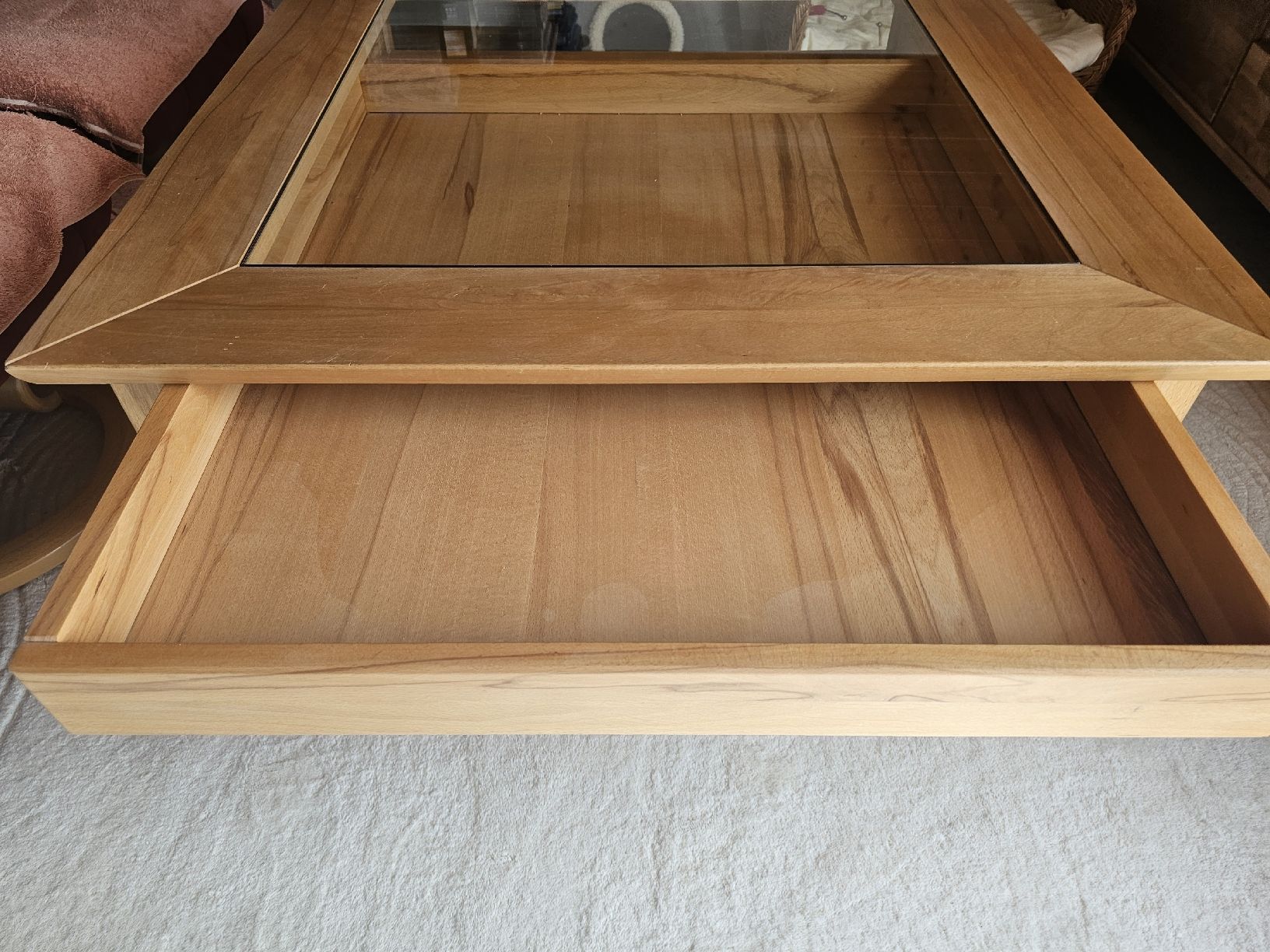 Tavoli: Wohnzimmertisch Holz/Glas mit Schublade – Usato da Schafisheim venduto da kkabalo01 2