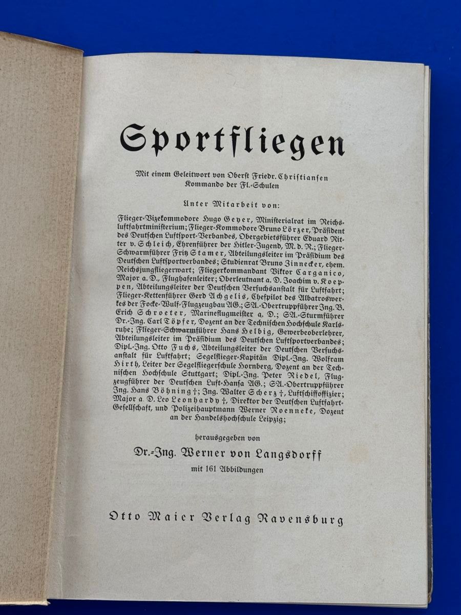Bücher: Langsdorff - Sportfliegen. 1935 – Gebraucht aus Adliswil von buch_und_kunst 1