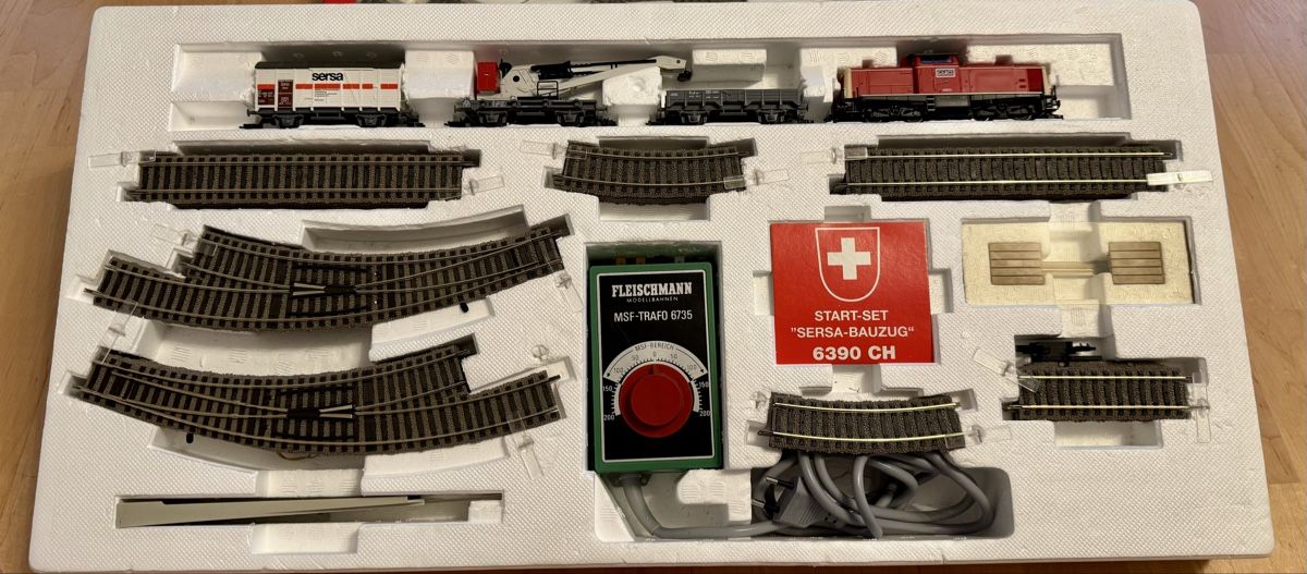 Fleischmann Modellini di ferrovie: Fleischmann 6390 Sersa Bauzug Set – Usato da Pfäffikon ZH venduto da HR89 1