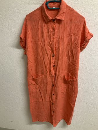 Hemdblusenkleid orange Grösse M 100% Rayon guter Zustand
