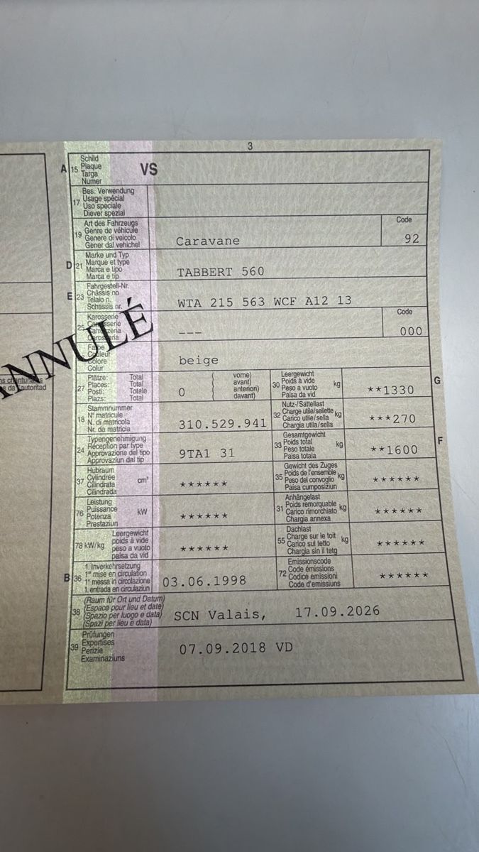 Tabbert Veicoli da campeggio: Tabbert Comtesse 560 Wohnwagen – Difettoso da Ried-Brig venduto da inf_k7jw 7