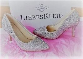 Schuhe 🎀 Braut Hochzeit Glitzer Abendkleid Champagner Party