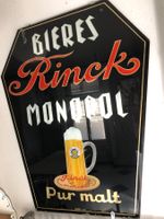 Vintage Hinterglas Bier Reklame RINCK MONOPOL LYON  1950/60