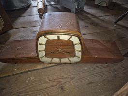 Tischuhr Pendule Holz Design Vintage gebraucht 50er Jahre