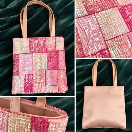 Elegante Pailletten-Handtasche in Rosa-, Weiss- & Champagner