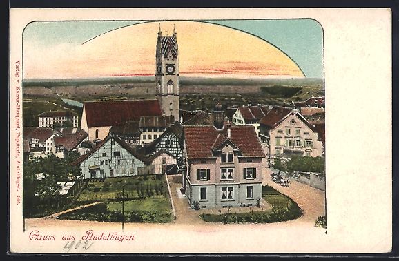 Cartoline postali: Andelfingen, Ortsansicht mit der Kirche  – Usato da Berlin venduto da bartko-reher