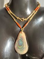 Collier vintage avec pendentif nacre véritable,