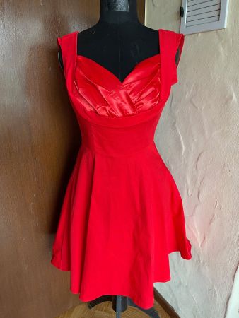 Damen Dress Kleid Rot elegant Rockabilly Retro 50s Style GrS