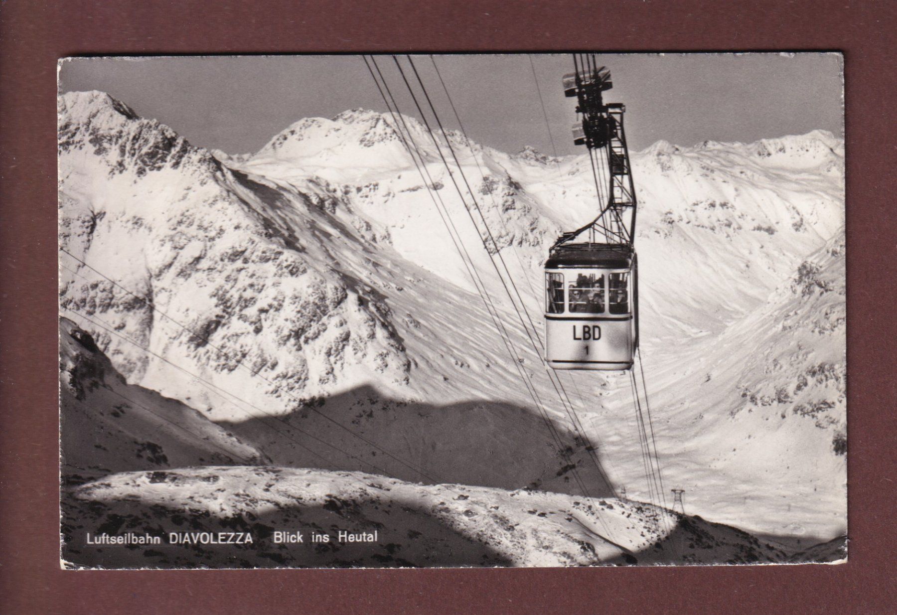 Cartoline postali: Luftseilbahn DIAVOLEZZA - Heutal - 1958 – Usato da Pully venduto da nicecards-shop
